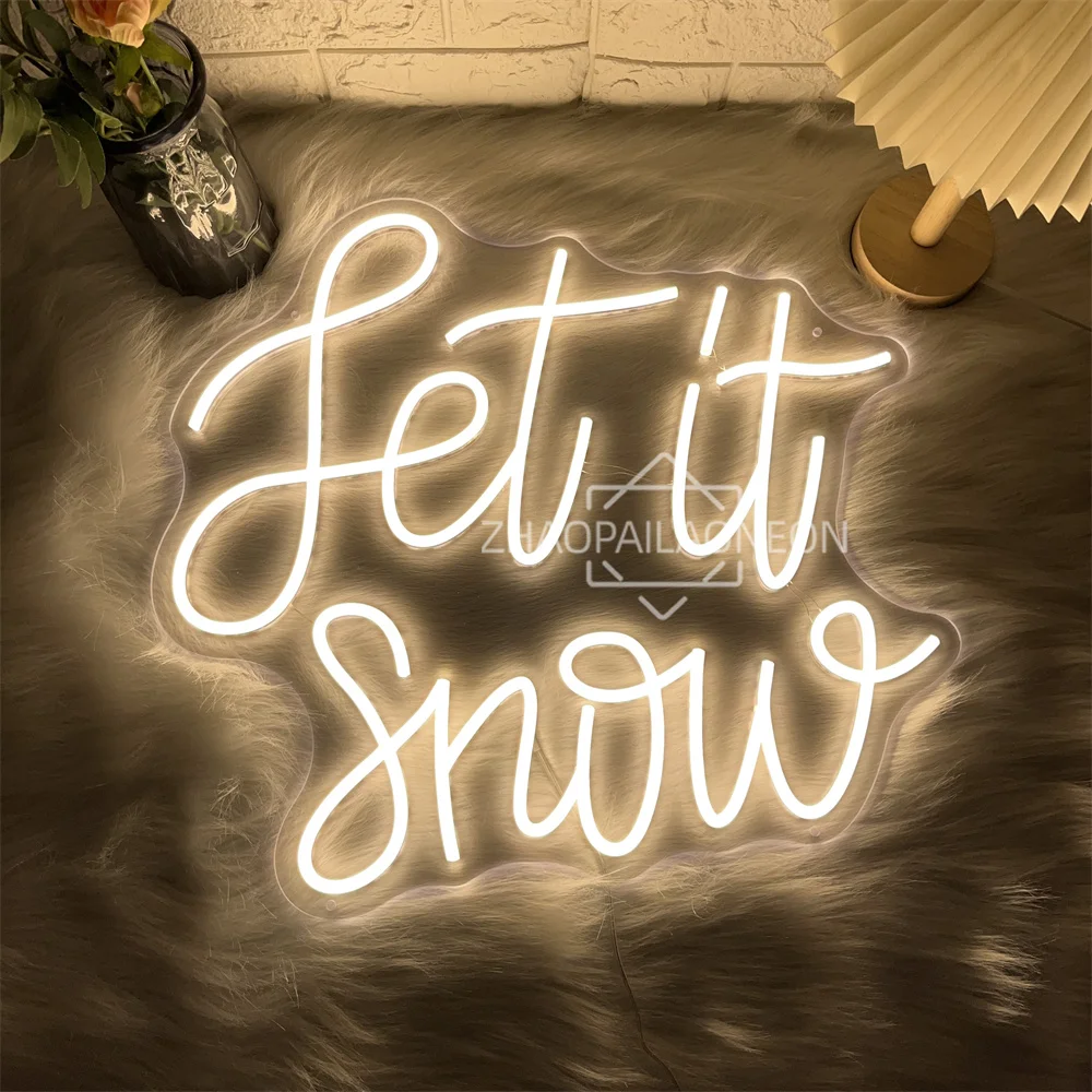 

Let It Snow Неоновая светодиодная вывеска для дома, комнаты, настенный художественный декор, новогодние неоновые огни, USB, кофе, кафе, магазин, бар, вечеринка, спальня, декорационные вывески