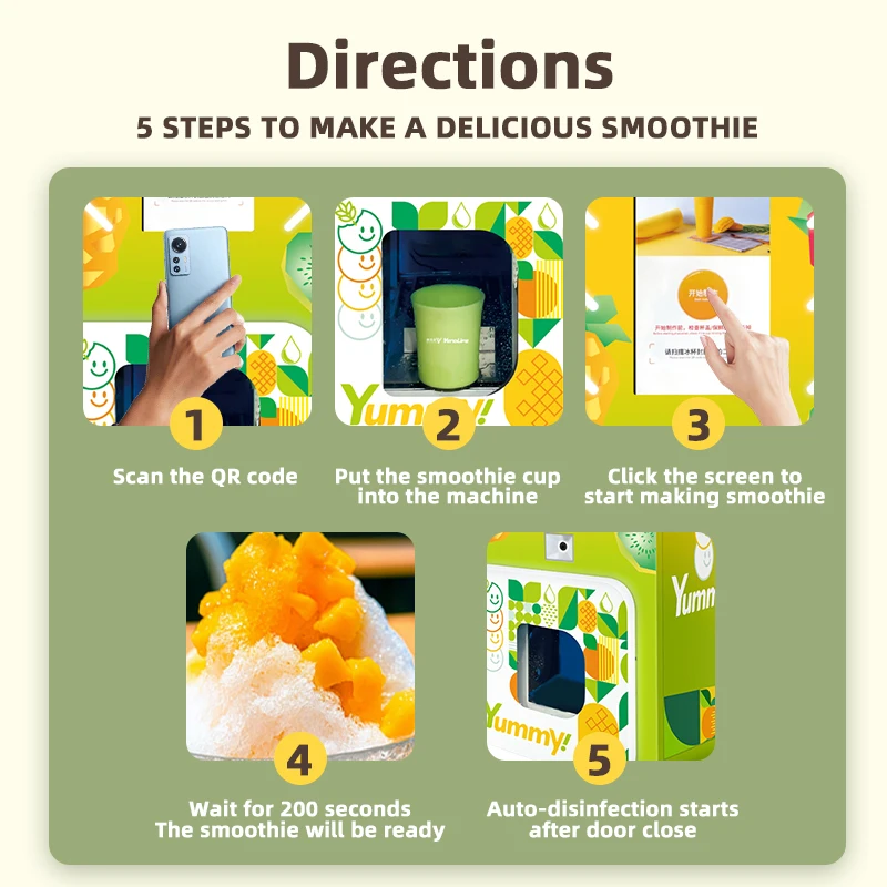 Commercial High Power Smoothie Vending Machine SDK Soundproof Ice Crusher Blender Juice Extractor Custom