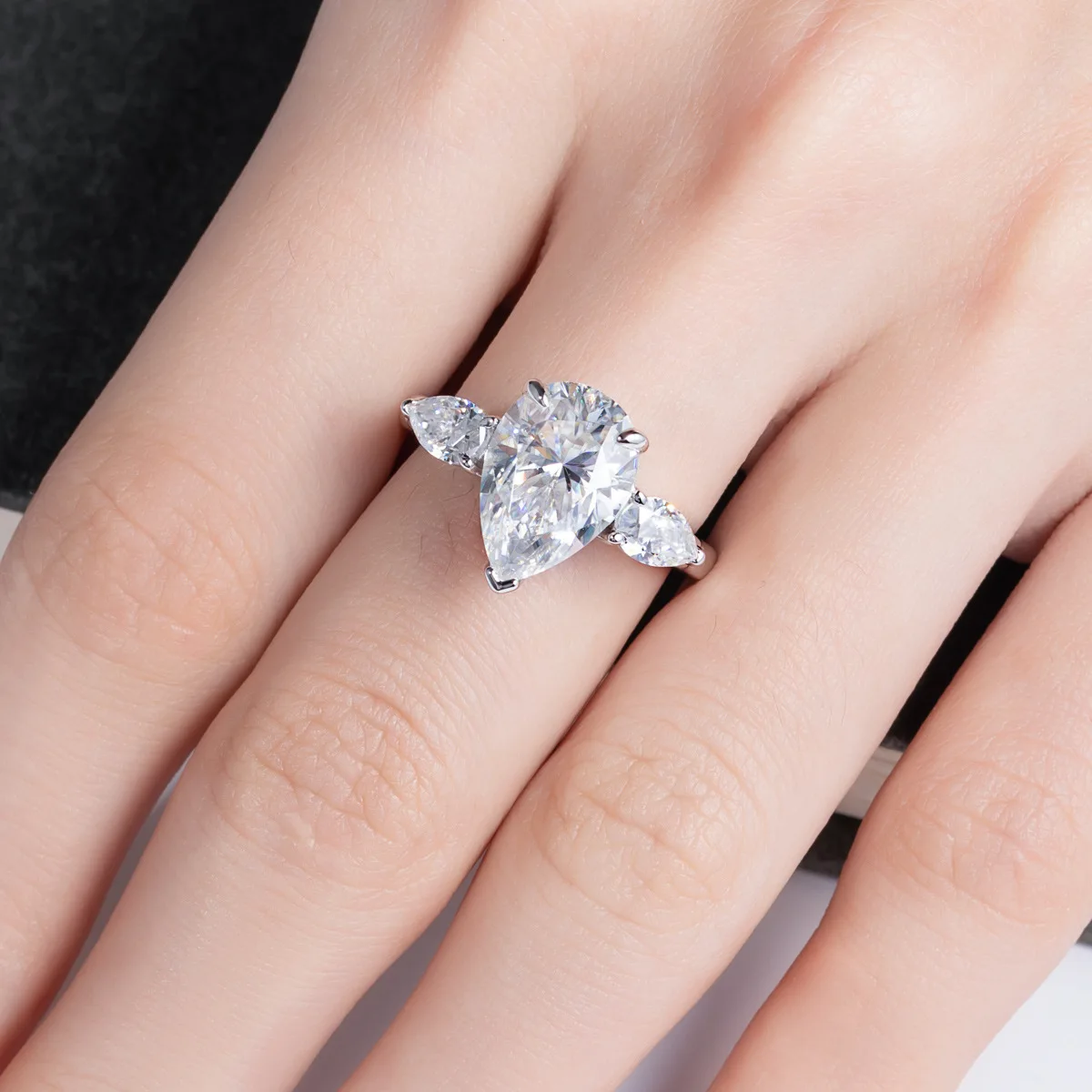 Carnica 9×13mm 5CT Stone Real Moissanite Ring for Women 100% S925 Sterling Silver Sparkling Wedding Band Jewelry GRA D Color Hot