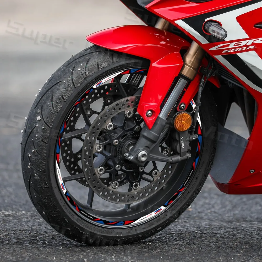 For CBR650R 600 rr CBR 600 F4 f4i CBR1000RR 250r Reflective Motorcycle Wheel Sticker 17 Inch Decals Rim Stripe Tape