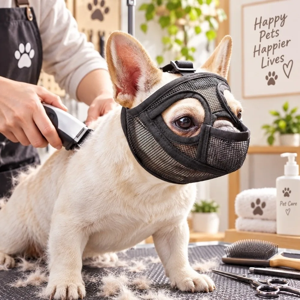 Breathable Mesh Dog Muzzle Adjustable Strap Anti-eating Dog Mouth Cover Anti-Bite Anti-barking Bulldog Muzzle Veterinary Use