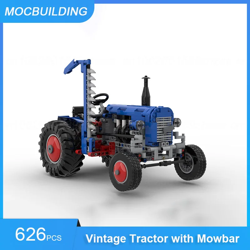 MOC Building Blocks Vintage Tractor with Mowbar & Hay Tedder Model DIY Assemble Bricks Creative Collect Toys Xmas Gifts 524PCS