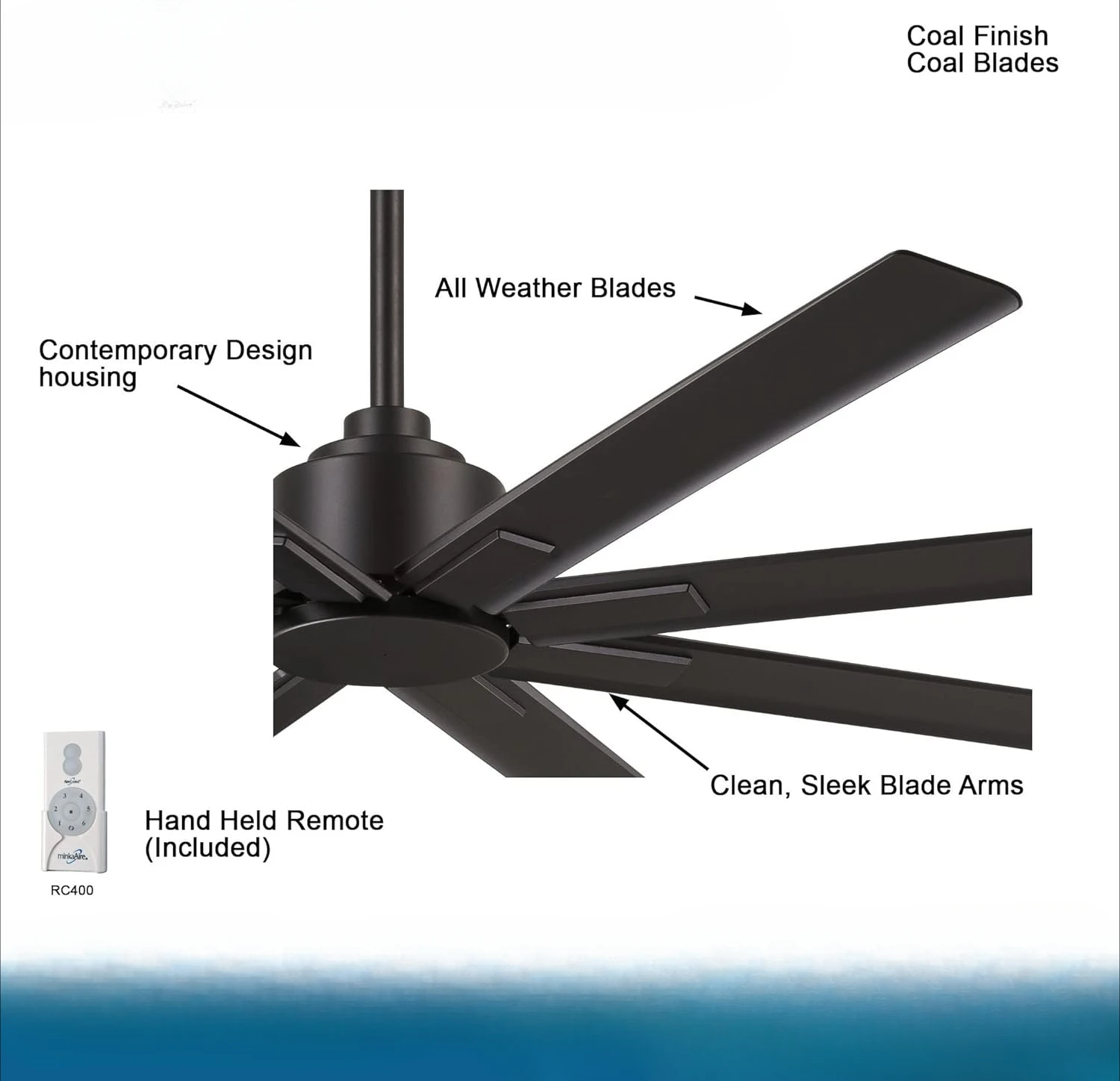 Xtreme 65 Inch Outdoor Ceiling Fan with DC Motor in Coal Finish