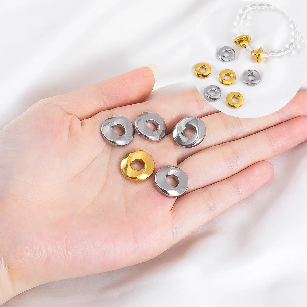 

5pcs 16mm Stainless Steel Big Hole Circle Pendants Charms for DIY Women Jewelry Making Necklace Earring Accessories Wholesale