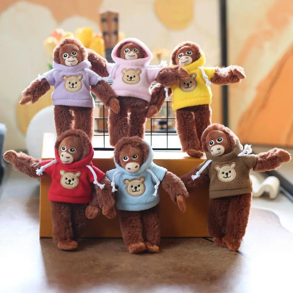 20 سنتيمتر الغوريلا المفاتيح هوديي القرد المفاتيح أفخم معلقة حلية مع أكياس سترة قابلة للإزالة قلادة الحيوان محشوة حلقة رئيسية #3