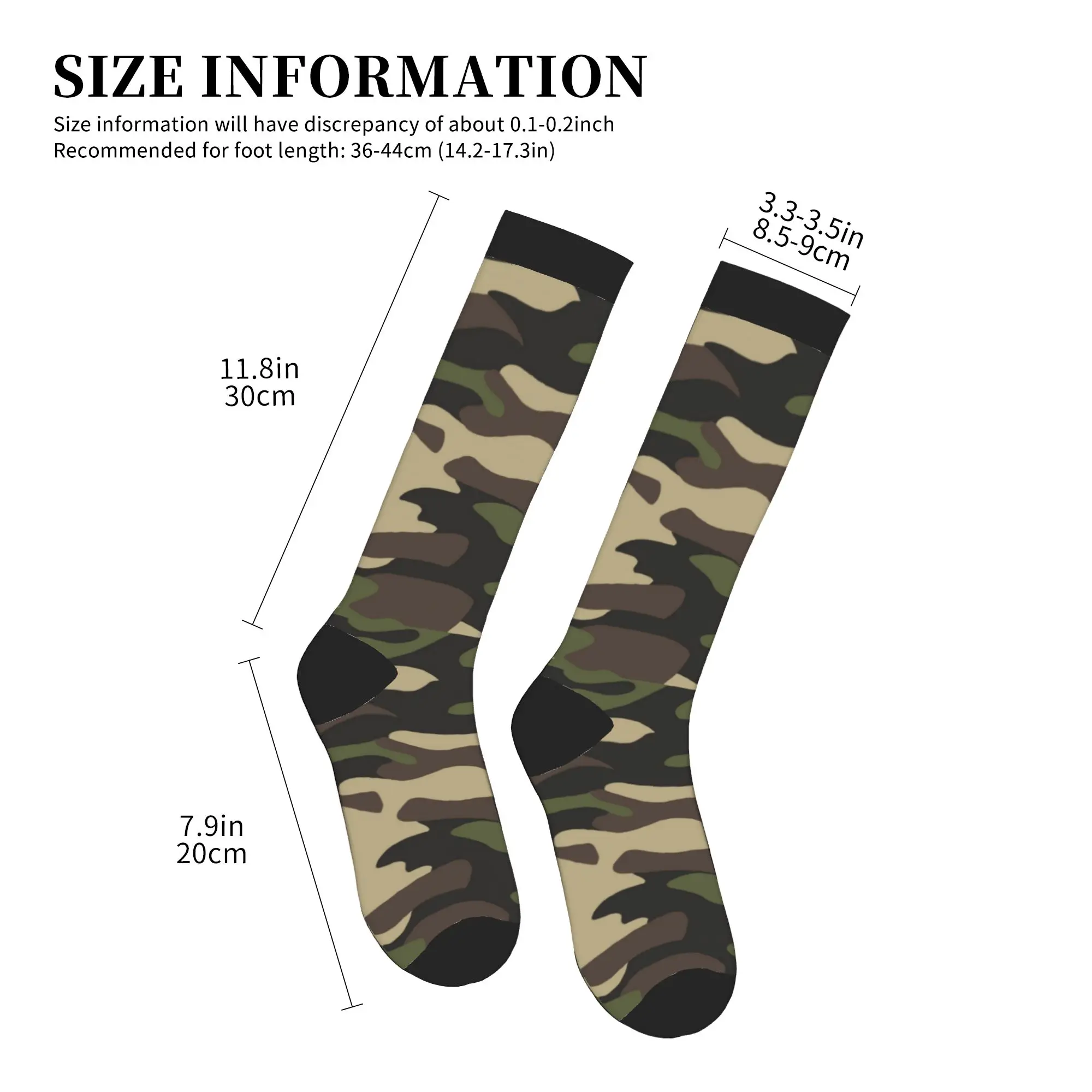 Green Brown Military Camouflage Mens Sports Compression Socks Funny Army Jungle Camo Spring Summer Autumn Winter Dress Socks view 4