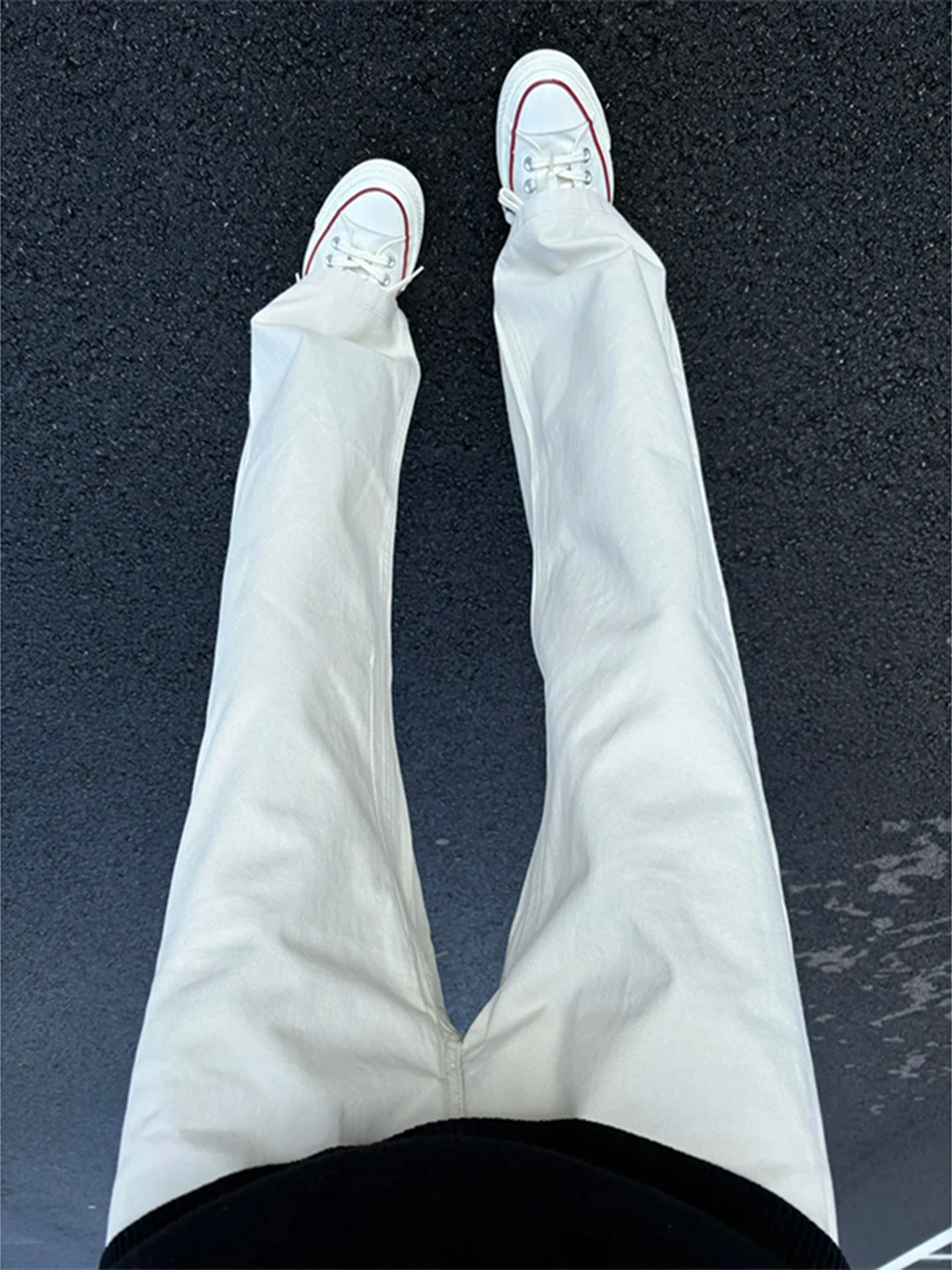 

Cleanfit White Knife Men's Jeans American Retro Flared Straight Leg High Waist Denim Pants Autumn Season Youth Faion