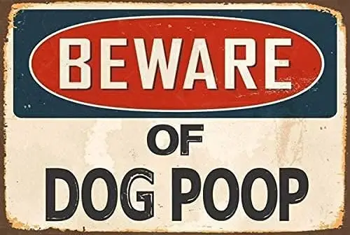 1p，NINGFEI Vintage Metal Tin Sign - Beware of Dog Poop - Aluminum - Home Bar Shop Decorations - Coffee Sign - Gift - 5.5x8 Inch