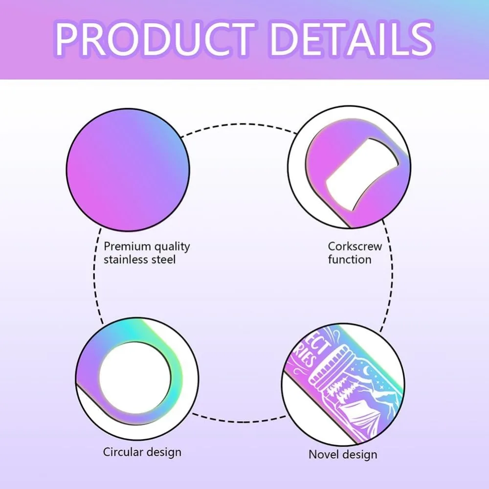 Ouvre-bouteille plat en métal, motif de camping, arc-en-ciel, drôle, en acier inoxydable, pour la maison
