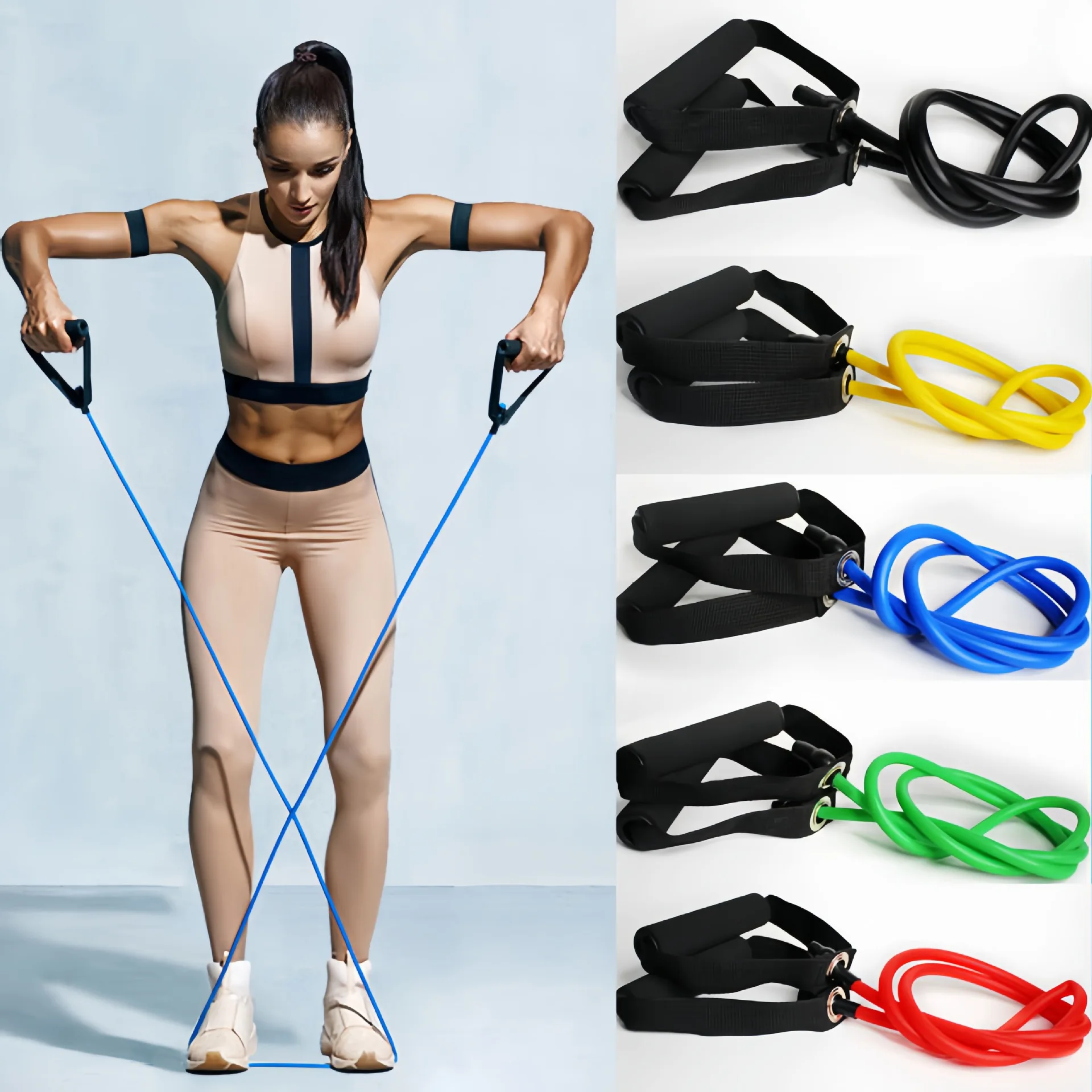 Resistance band TPE Multi functional Yoga Linear Puller Tension Rope Strength Training Fitness Elastic Rope