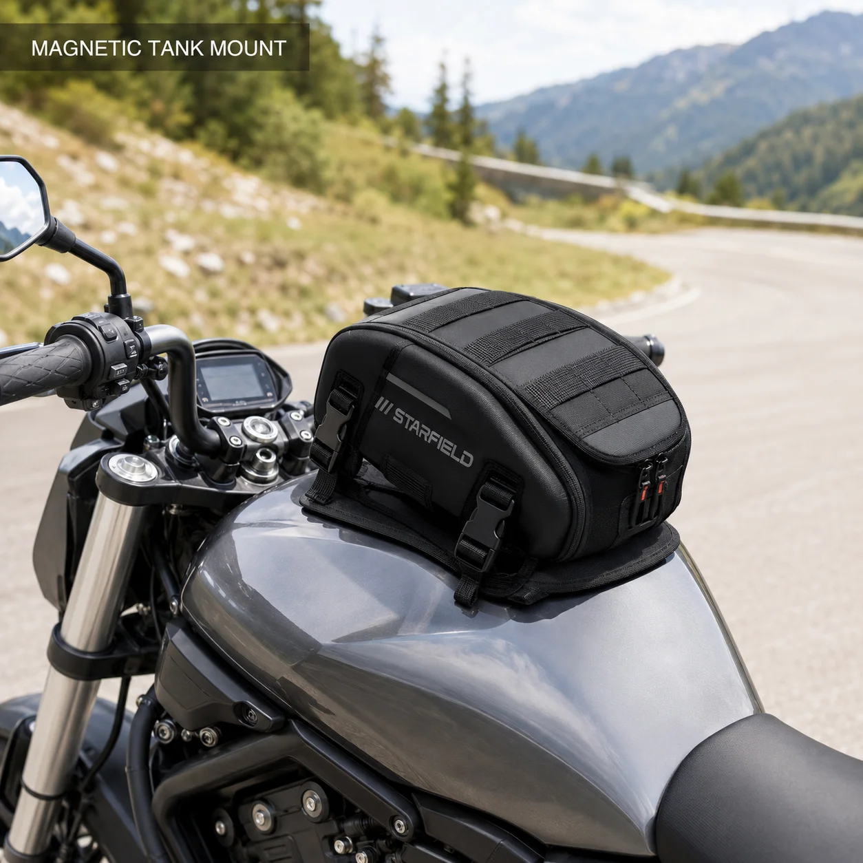 STAR FIELD KNIGHT Motorcycle Magnetic Tank Bag Expandable Rear Seat Tail Pack Large Capacity Water Resistant Retro Riding Gear