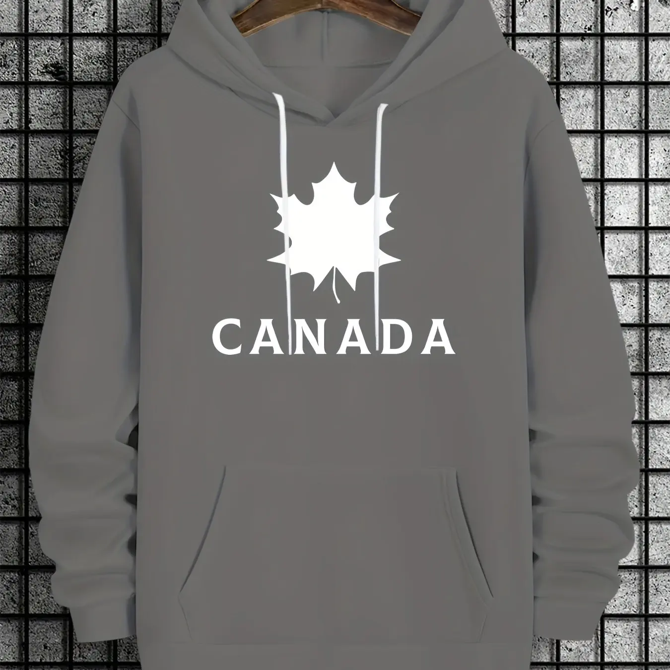 2026 Men Canada Maple Leaf Hoodie National Element Chest Print Drawstring Hood Kangaroo Pocket Casual Street Pullover Sweatshirt