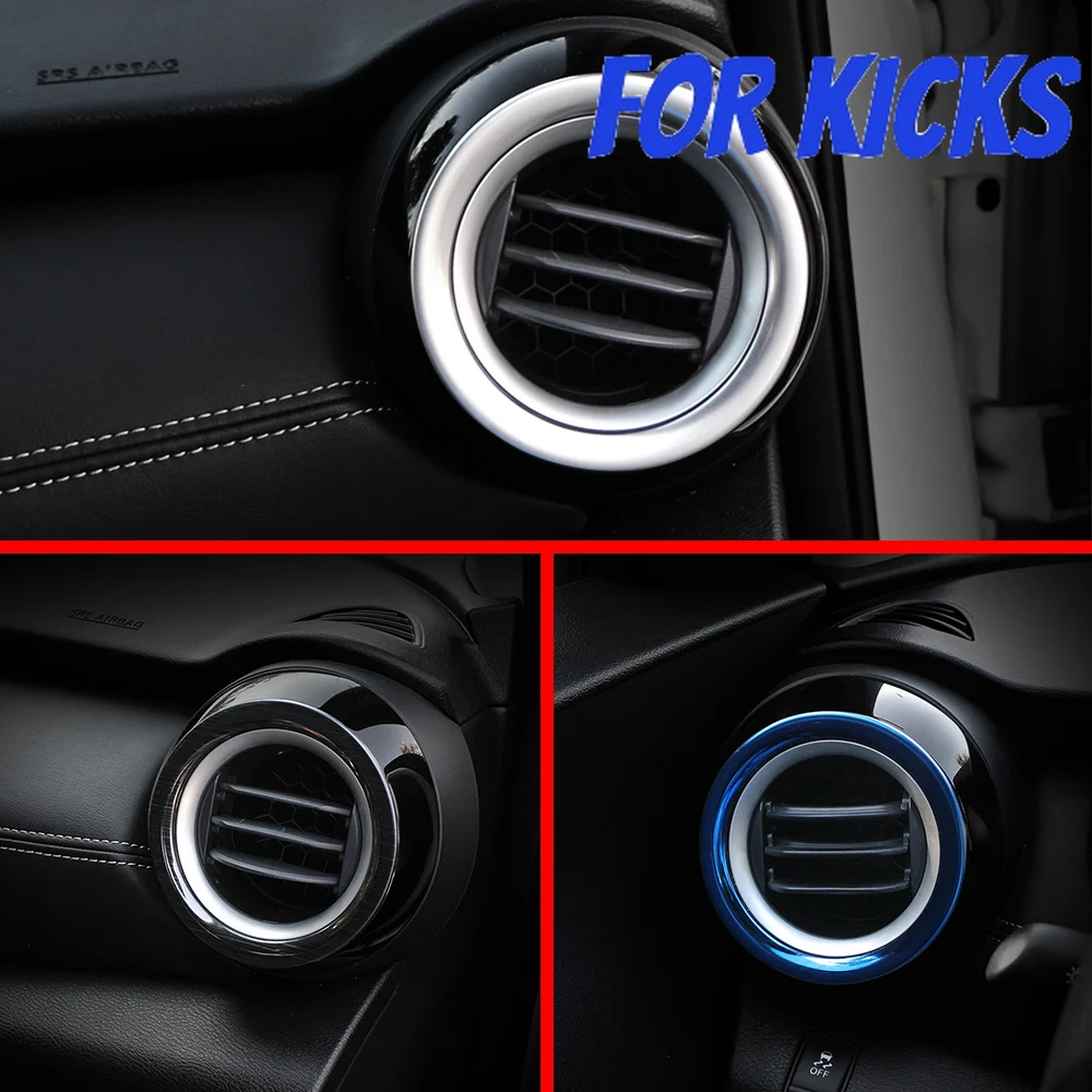 2Pcs/Set Car Air Vent Outlet Cover for Nissan Kicks 2017 - 2021 Stainless Accessories Air Conditioning Outlet Trim