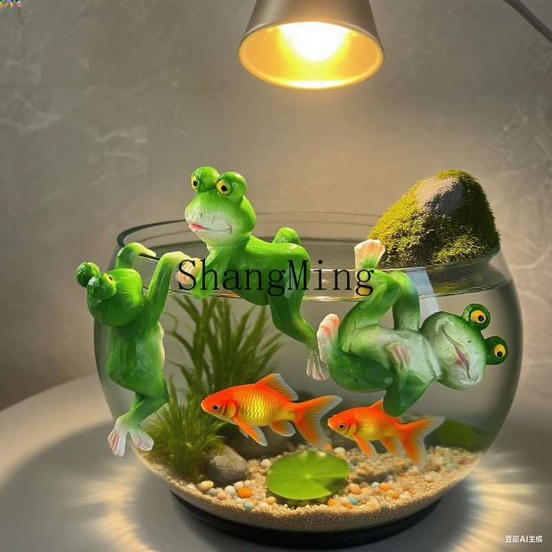 

ZYY fish tank flower pot pendant frog resin three-piece creative ornament garden garden decoration