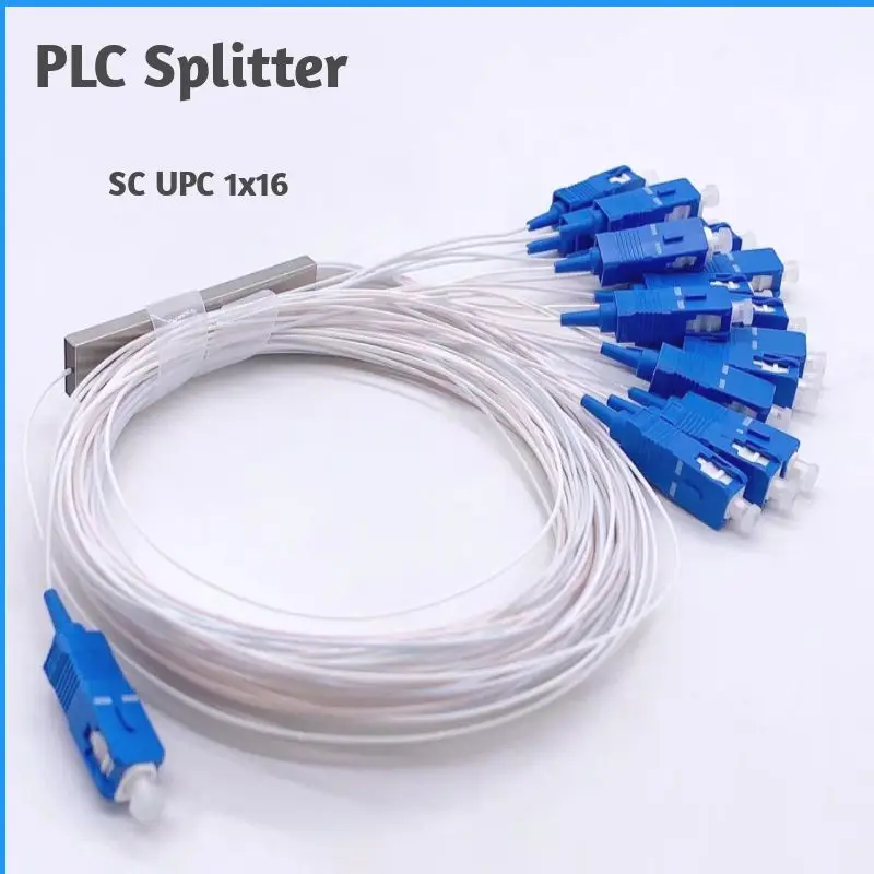 5-10pcs SC/UPC 1X16 PLC Splitter 0.9mm Steel Tube 1m FTTH Optical Fiber Connector SC UPC Fiber Optic Splitter 1*16 Free Shipping