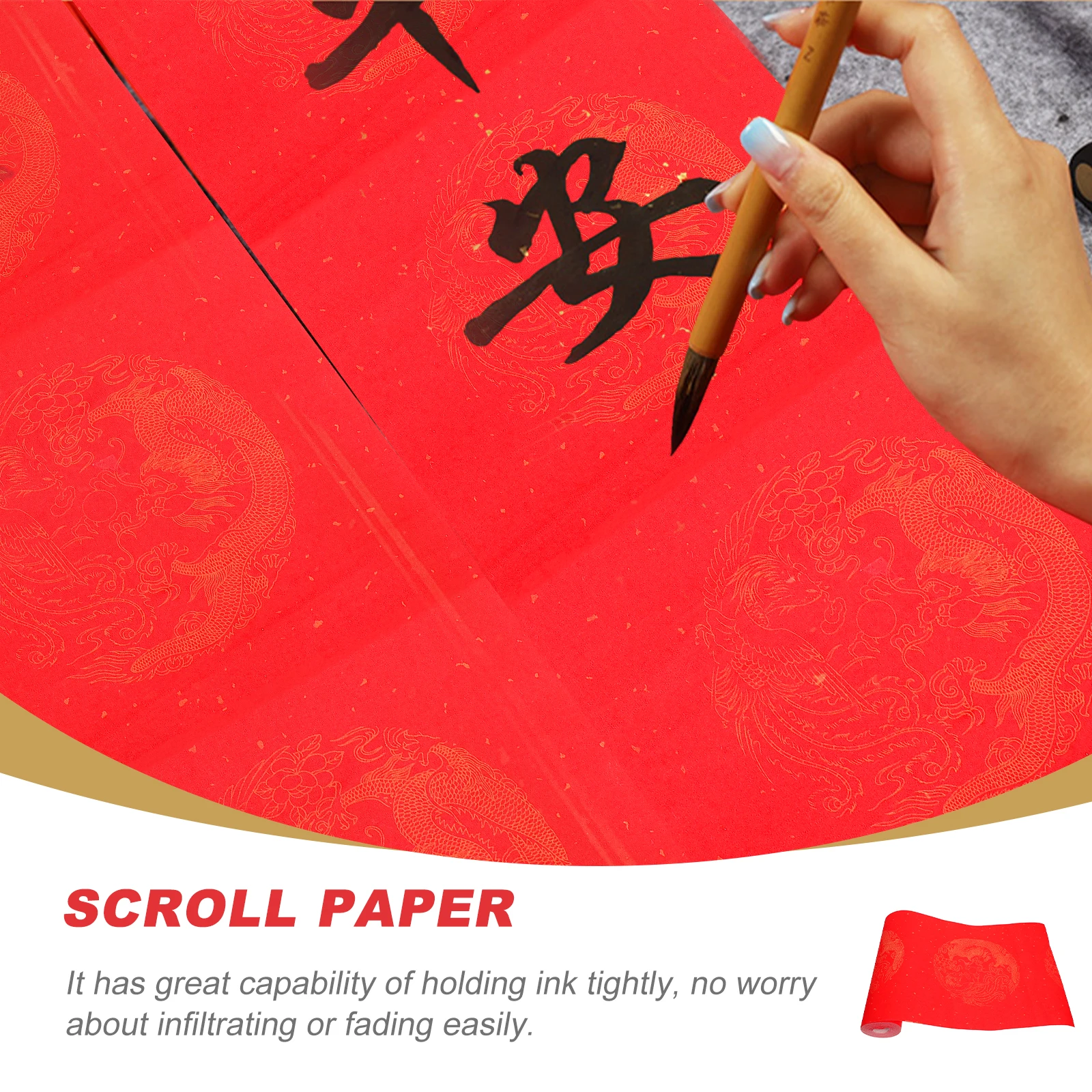 

1 Roll Red Xuan Paper For Chinese Spring Festival, Blank Couplet Paper Roll, Traditional Painting Paper, Calligraphy Rice Paper,