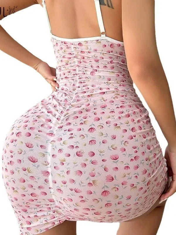 폭발적인 여성 패션 섹시 플로럴 레이스 V넥 힙허깅 드레스 우아한 여성 신상 프랑스 스타일 폴드 시스루 드레스