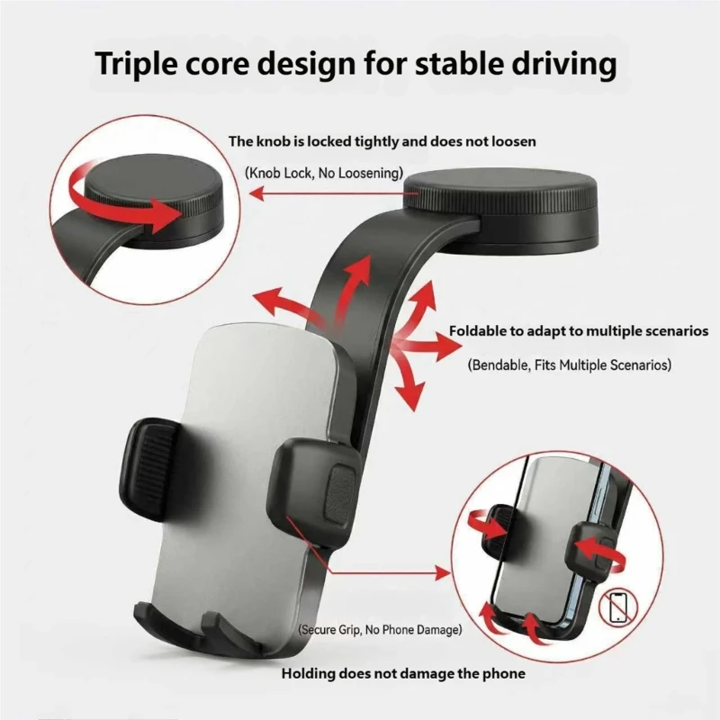Suporte montagem do telefone do painel do carro com pescoço ganso flexível e base rotativa 360 ​​graus para estável