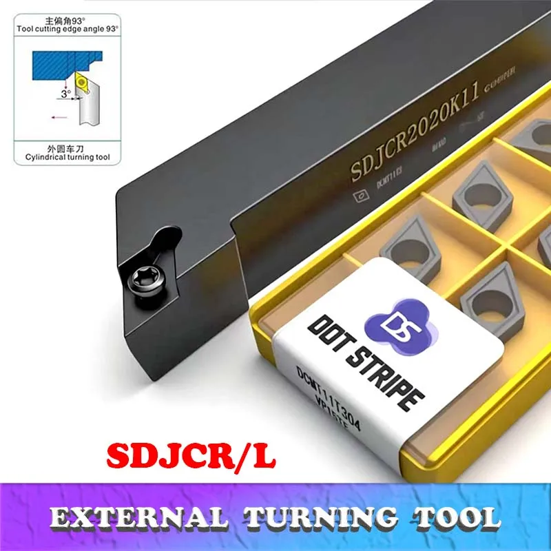 

SDJCR1010H07 SDJCR1212H07 SDJCR1616H07 SDJCR2020K07 SDJCR External Turning Tool Holder Bar CNC Lathe Cutting DCMT070204 Insert