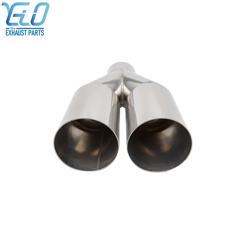 

Stainless Steel single layer exhaust tip 63mm inlet straight cut 76mm Outlet Double Cylinder Muffler Tail pipe end tip