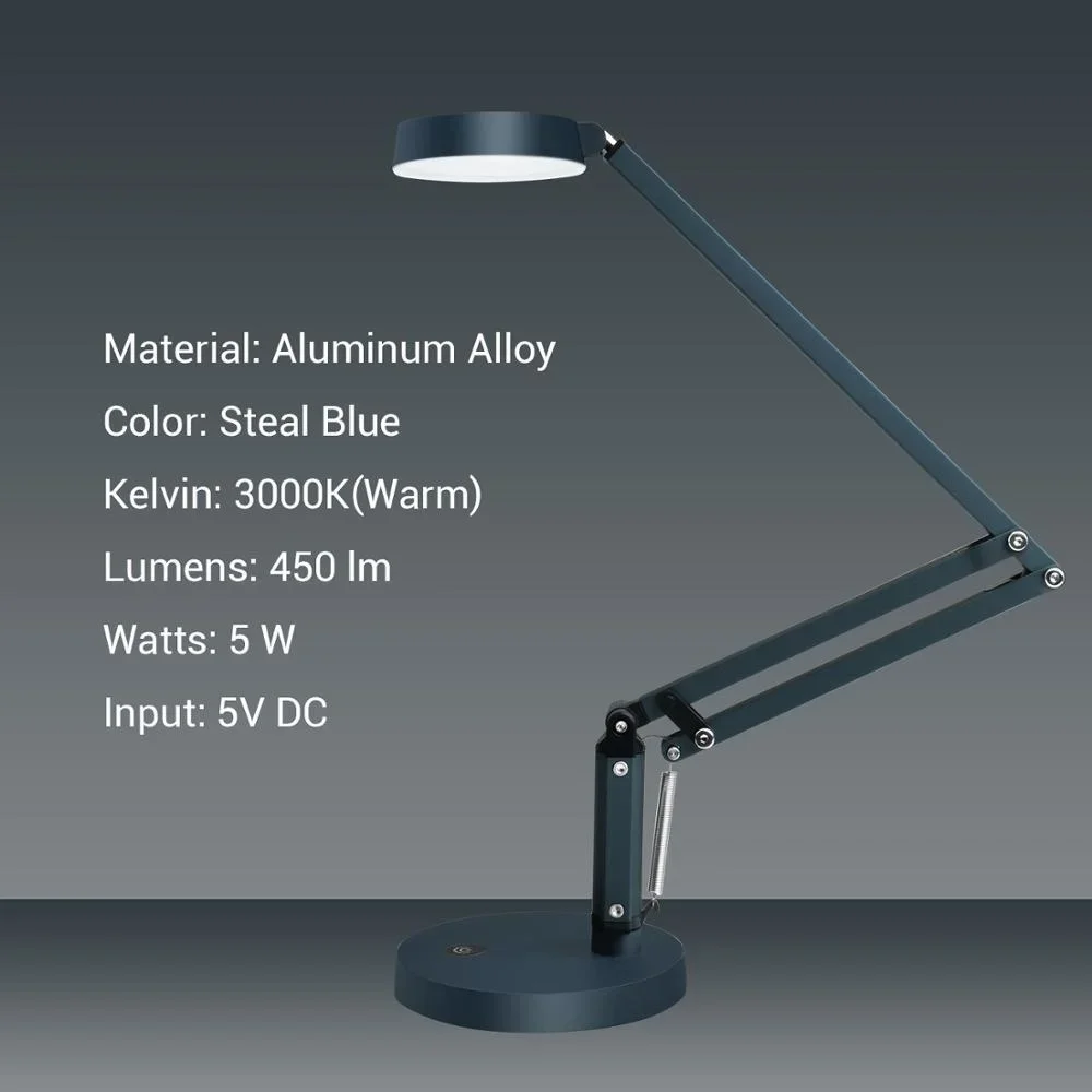 سوينغ الذراع لمبة مكتب عكس الضوء مستوى اللمس LED الجدول مصباح USB شحن مرنة مكتب ضوء القراءة حماية العين مع الموقت #5