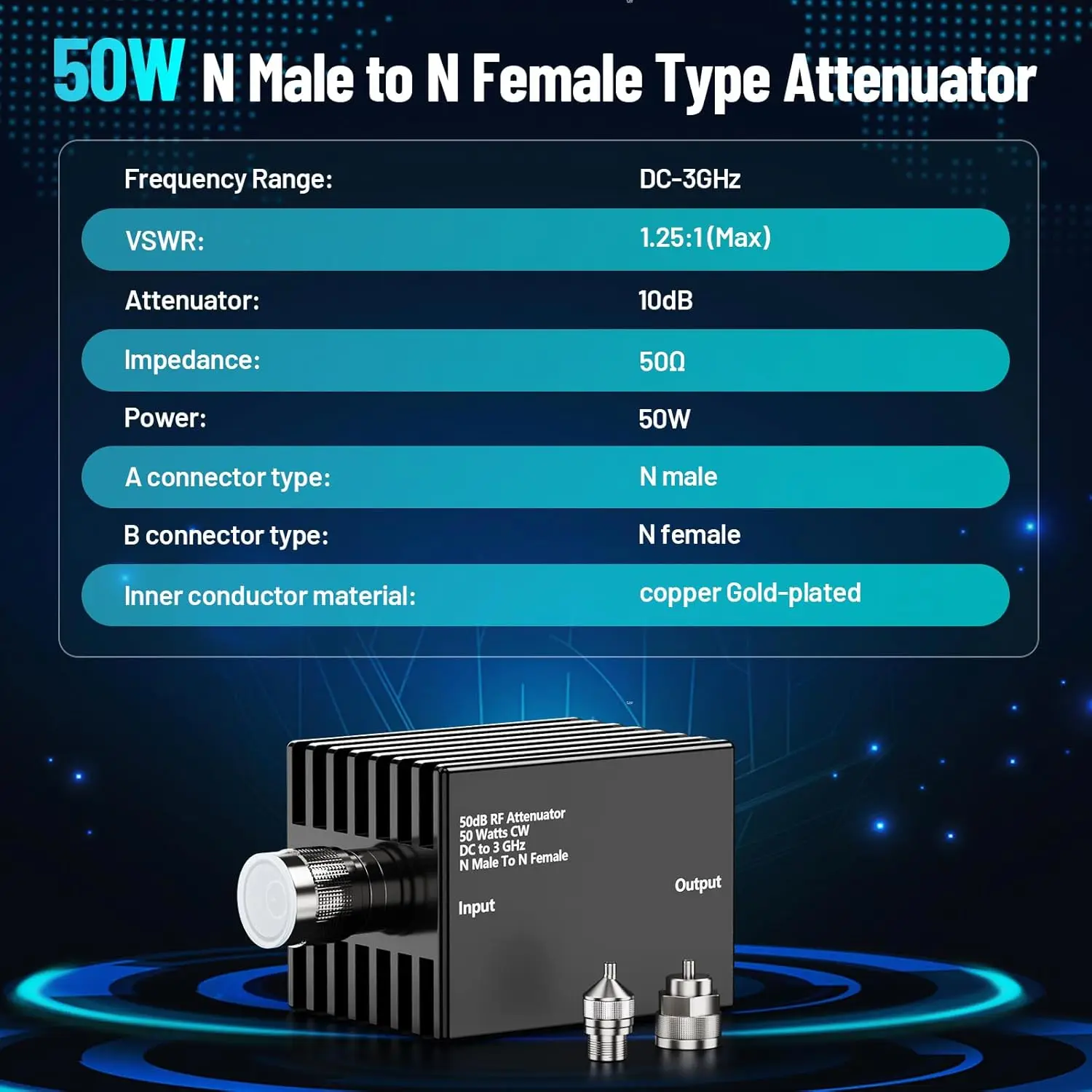 DC-3GHz 50W Coaxial Fixed Attenuator for Tinysa Ultra