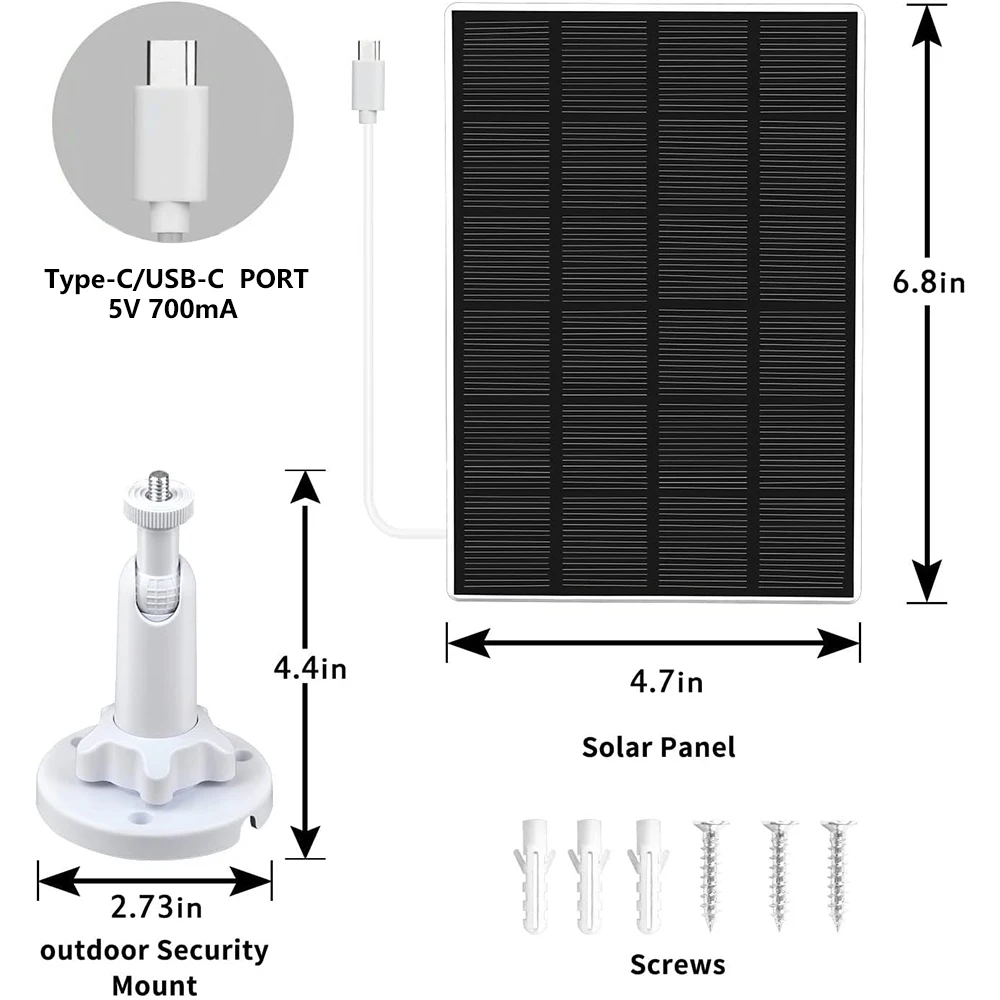 3.5w Portable Solar Panel Charger Smart Home Waterproof Light System Outdoor Type-C and USB Solar Panel for Security Camera