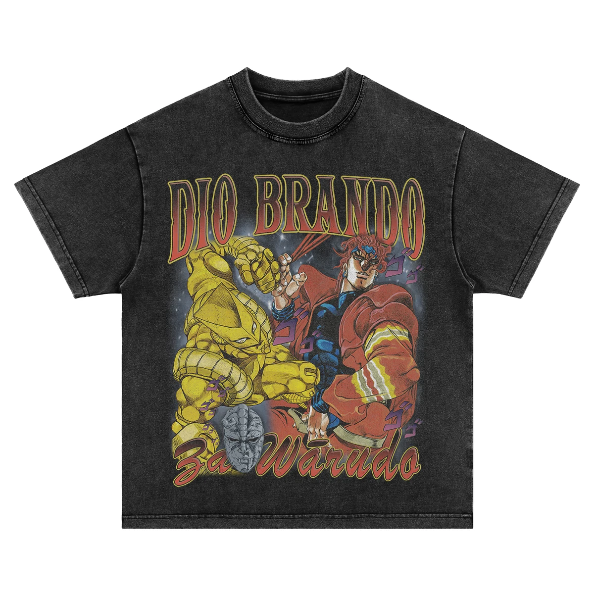 

2025 Gassky JoJo's Wonderful Adventure Dio Anime Printed T-shirt, American Retro Washed Distressed Short-sleeved Man