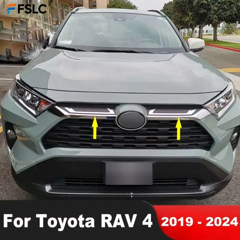 

For Toyota RAV4 LE XLE 2019-2024 Carbon Fiber Front Upper Grille Cover Trim Car Front Grill Molding Exterior Accessories