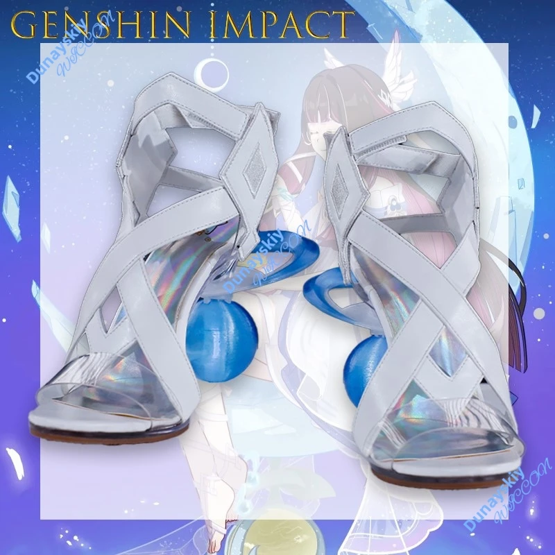 columbina-genshin-impact-moonlit-maiden-cosplay-chaussures-brillant-talons-hauts-haute-qualite-anime-roleplay-accessoire-de-fete
