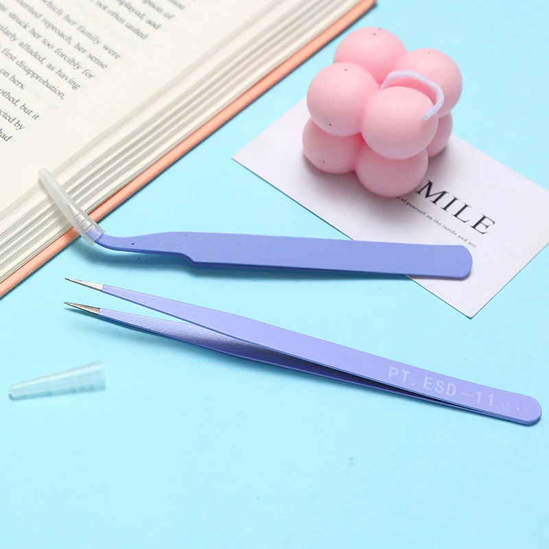 ネイルアート用ステンレススチールピンセット,ストレートおよびカーブピンセット,日曜大工ステッカー,ラインストーンピッキングツール,まつげメイクアップツール,1セット