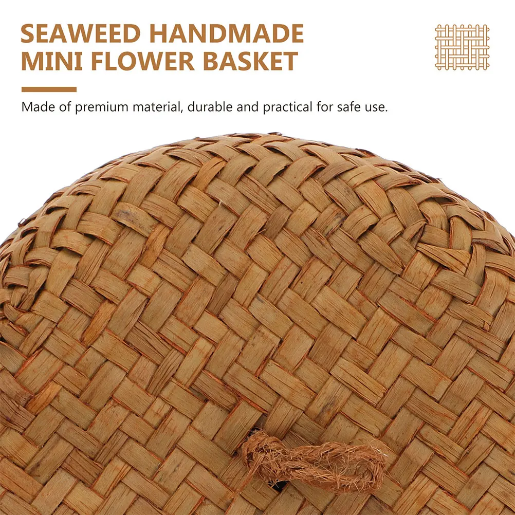 

2pcs Seagrass Baskets Woven Gift Box Rustic Desktop Home Storage Organizer Handmade Woven Case Lightweight Reusable Kitchen