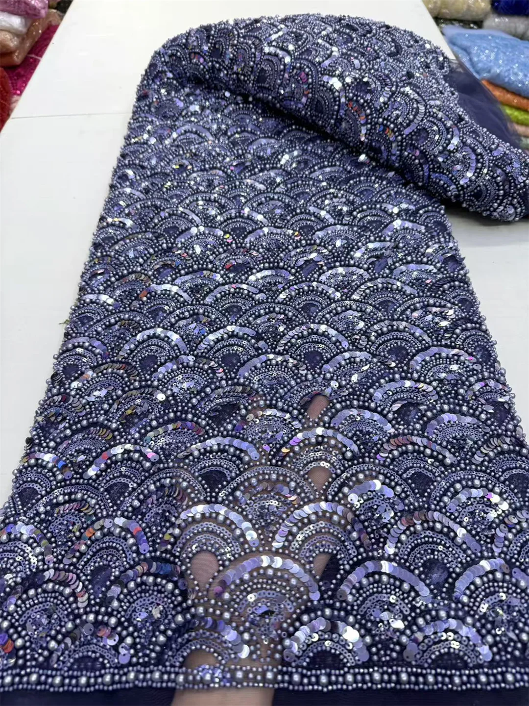 

Африканская кружевная ткань 2025 г., блестки, вышивка бисером, нигерийская свадебная ткань для жениха, высокое качество, французский тюль, кружевная ткань для свадебного платья