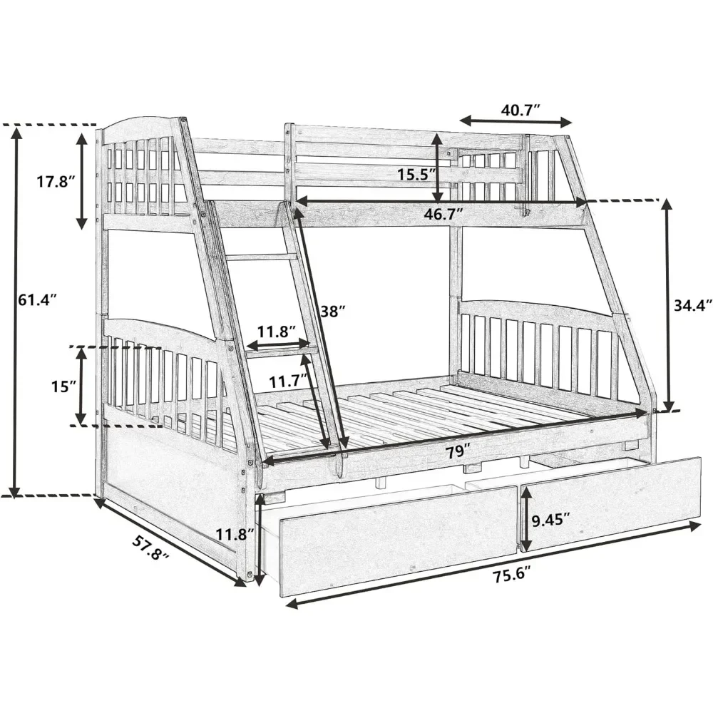 

Children's Bed Frame, Convertible To 2 Separated Beds, Children's Bed Frame