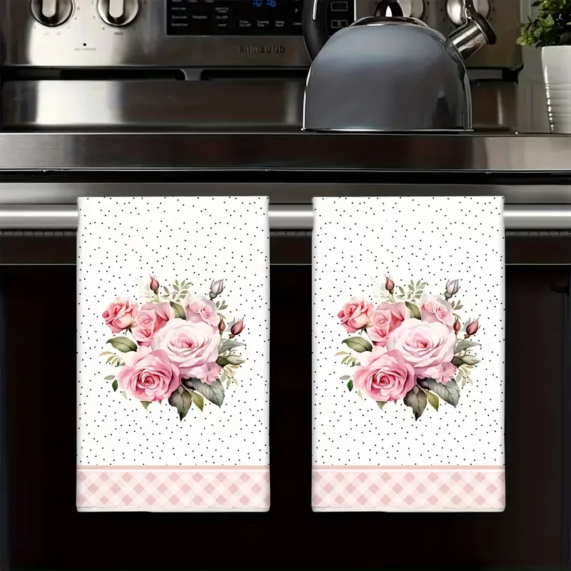 2-Piece Modern Kitchen Towel Set - Super Absorbent, Quick-Drying Dishcloths for Cooking and Baking, Perfect Housewarming Gift, Decorative Tea Towels with Cartoon Designs, Machine Washable.