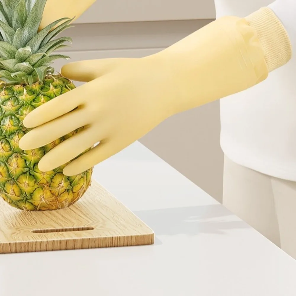 

Waterproof Dishwashing Gloves Tear-resistant Warm Fleece Laundry Gloves Thickened Threaded Sleeve Cuff Housekeeping Gloves