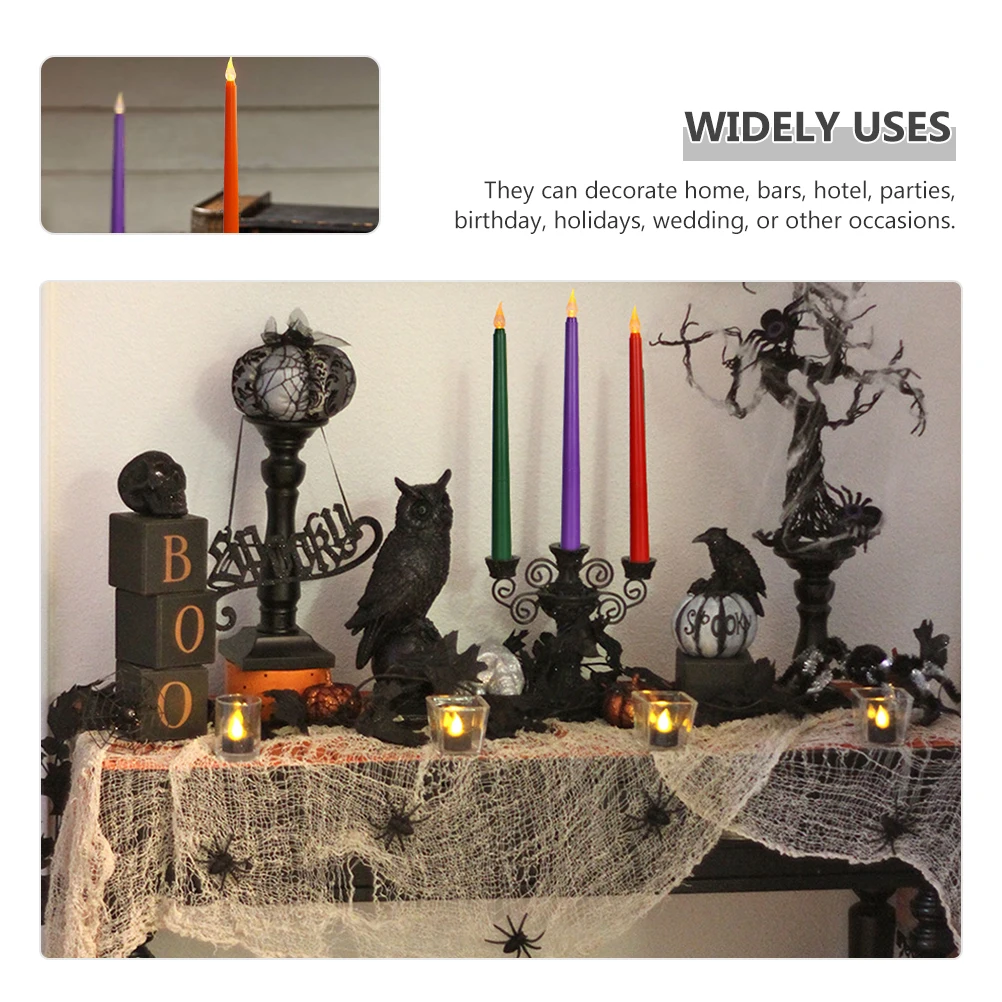 

12pcs Electronic Light Flameless Led Taper Candles Warm Decorative Home Party Wedding Christmas Halloween