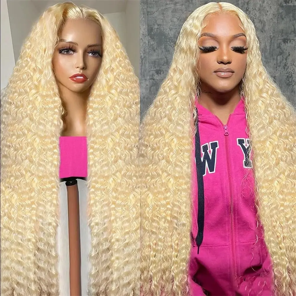 

613 13x6 Hd Lace Frontal Wig Curly Wigs 13x4 Deep Wave Frontal Wig 30 40 Inch Honey Blonde Water Wave Human Hair Wigs For Women