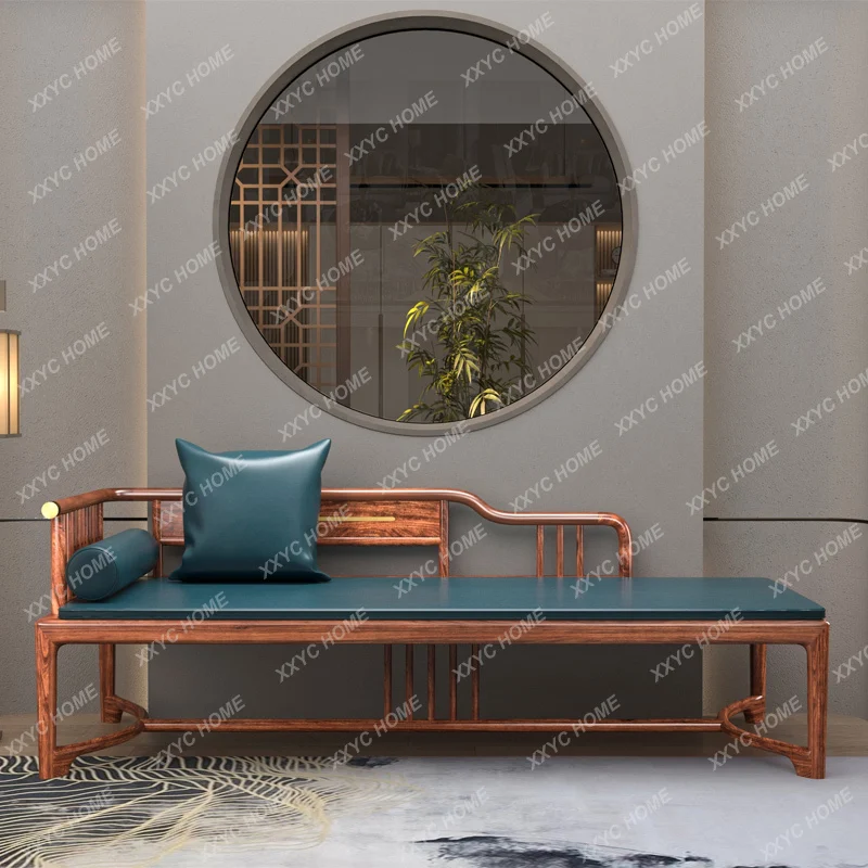 AATGF Ebony Solid Wood Light Luxury Sofa Bed Small Apartment Room Separate Chaise Longue