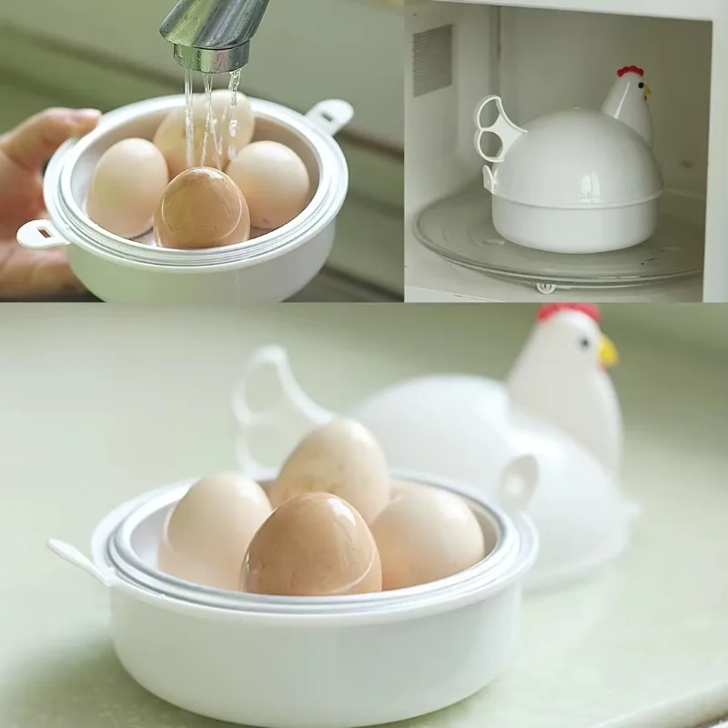 Lovely Chicken Shaped Egg Boiler Steamer 4 Eggs 1Egg Microwave Eggs Cooker Cooking Tool Kitchen Accessories Gadgets
