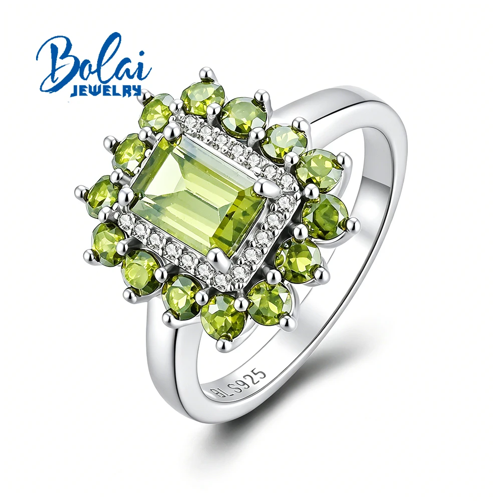 Light Luxury natural peridot August Birthstone Ring 925 sterling silver real gemstone fine jewelry for women's banquet gift