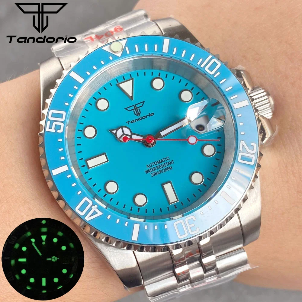 40mm NH35A Mechanical Automatic Mens Watch 200M Diving Luminous Hands Blue Ceramic Bezel Sapphire Glass Bracelet For Datejust