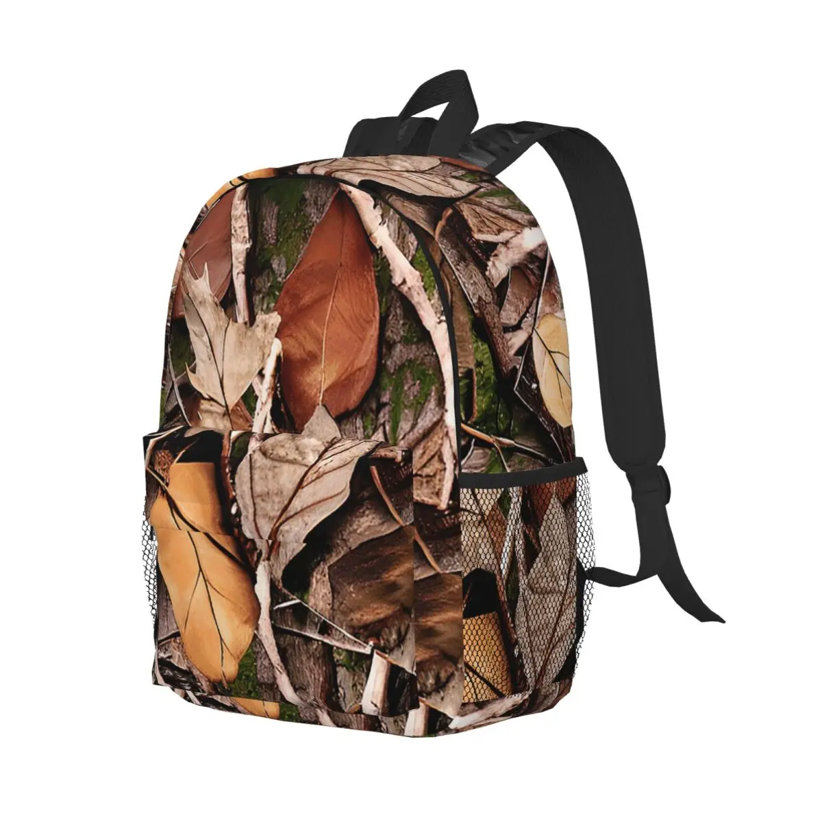Realistic Tree Hunting Camo Leaves Sticks And Bark Camoflouge Backpack Student BookBag Men Women School Bag Laptop Shoulder Bags