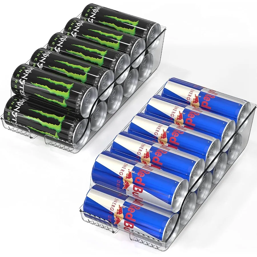 

Высокий тонкий органайзер для банок и дозатор для холодильника или кладовой, прозрачный набор из 2 шт.