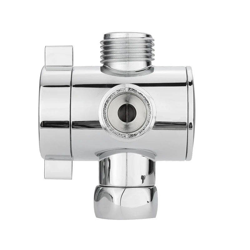 A04G-1/2 Inch 3-Way T-Adapter Diverter Valve Adjustable Shower Head Arm Mounted Diverter Valve Bathroom Hardware Accessory