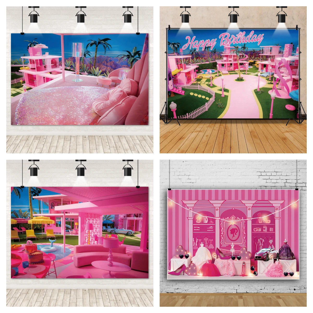 Barbie Scene Birthday Decoration Backdrop Photo Background For Photography Baby Shower Girl Princess Decors Props Photozone