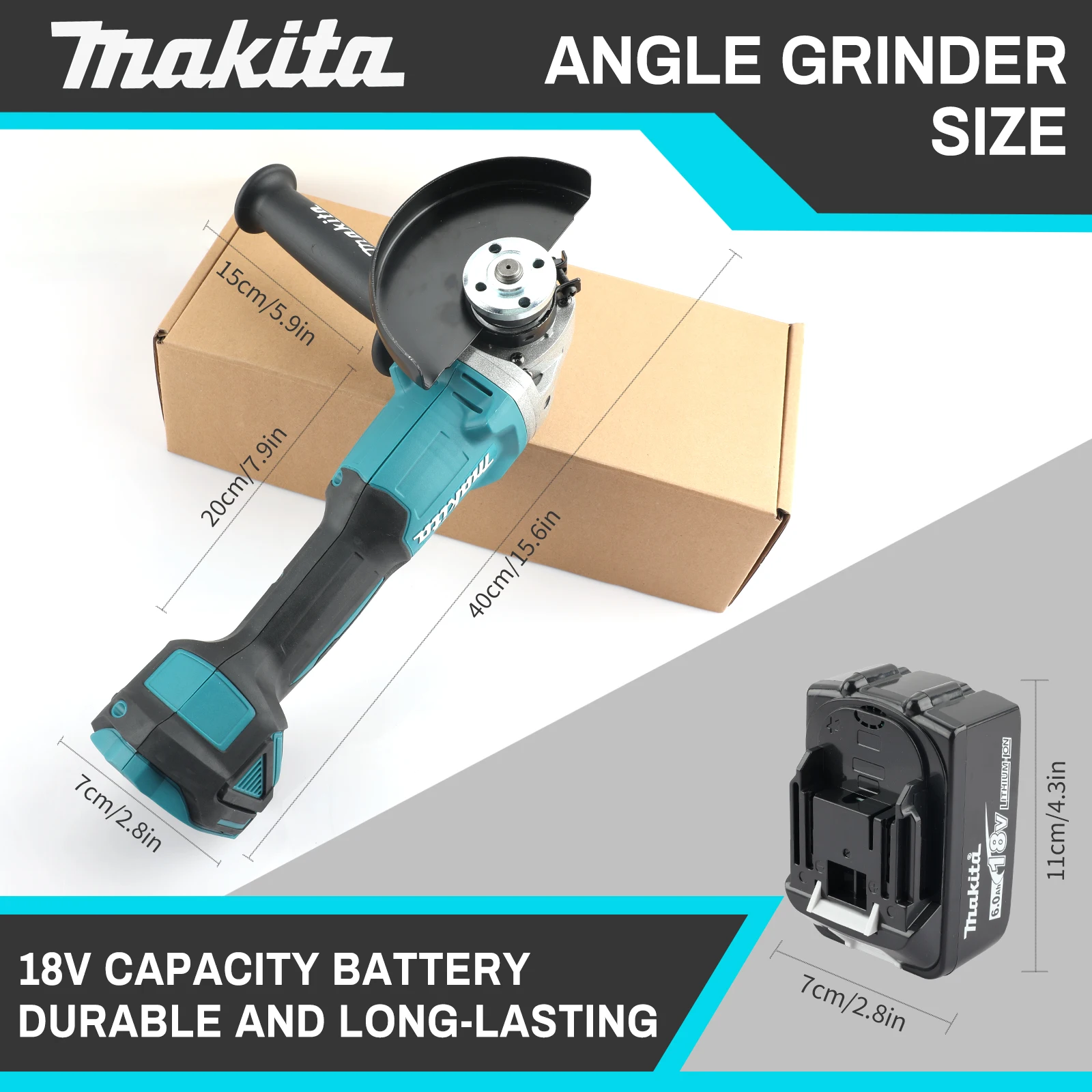 

Аккумуляторная угловая шлифмашина Makita DGA404 18В, 125 мм, бесщеточная, литий-ионная, для резки, полировки, шлифовки, строительных работ, электроинструмент