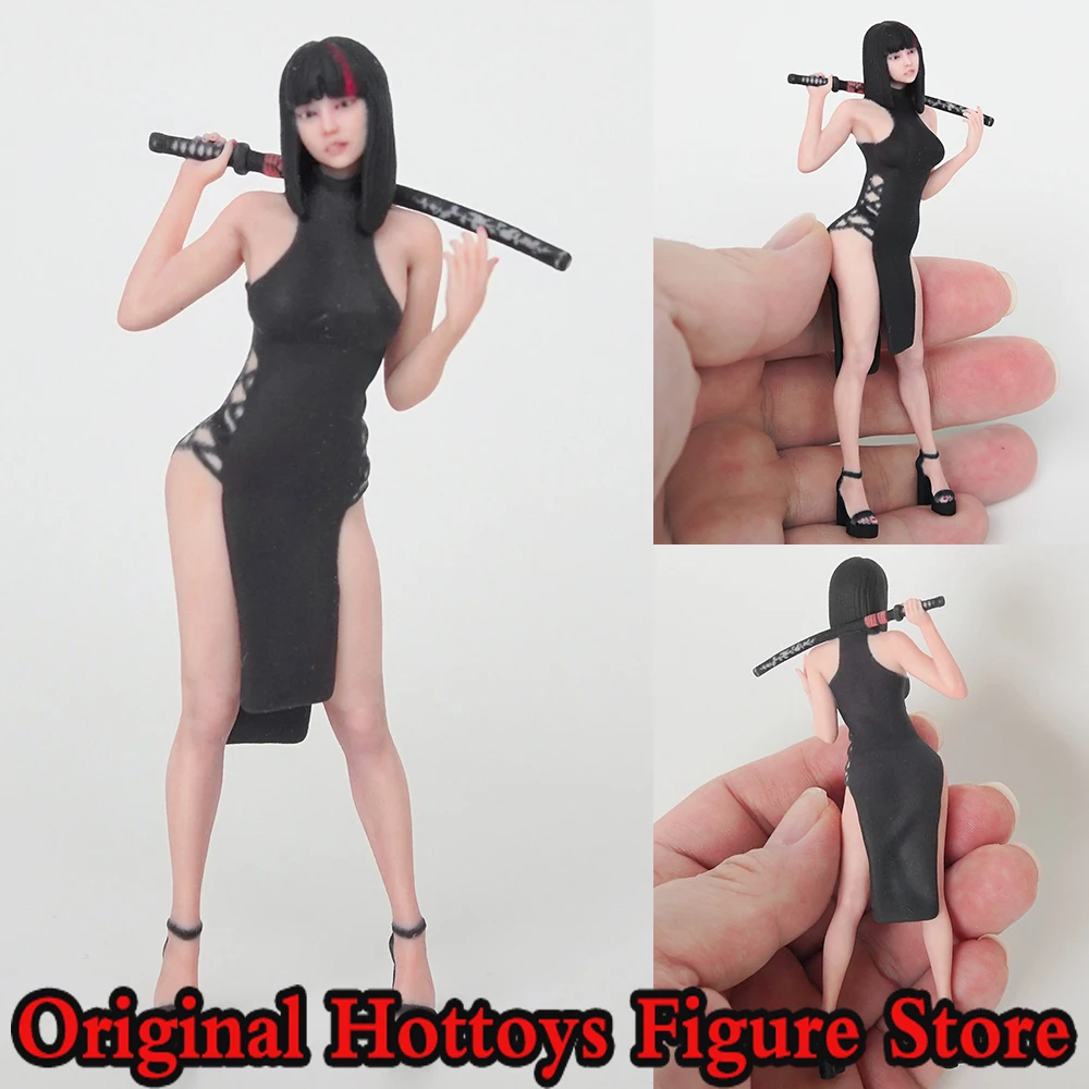 

In Stock 1/18 Scale Female Soldier Black Dress Cool Girl Mini Realistic Sculpture Full Set About 9.5cm Action Figure Model