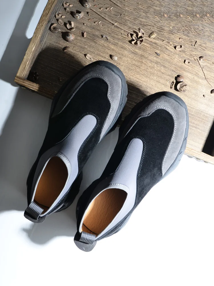 Handmade Color Rubbing Genuine Leather round Head Loafers Women's Shoes Comfortable Low Heel Fashionable Casual Style for Spr...