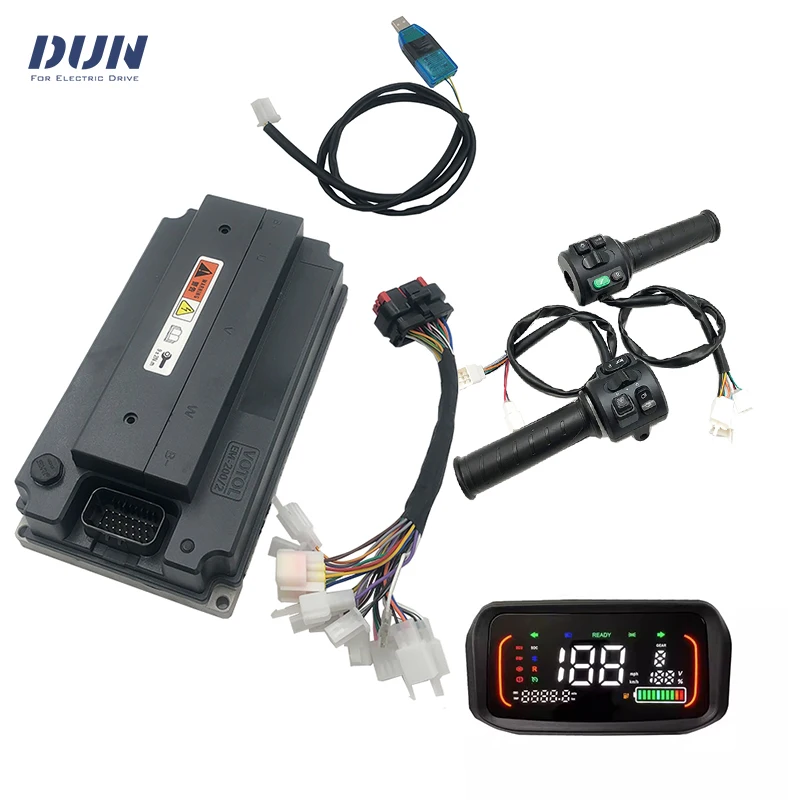 em200/2 Boost 300A Peak Phase 550A 4KW-6KW EM200/2 VOTOL Controller V2 with N7 Display and Throttle for Hub Mid-driver Motor